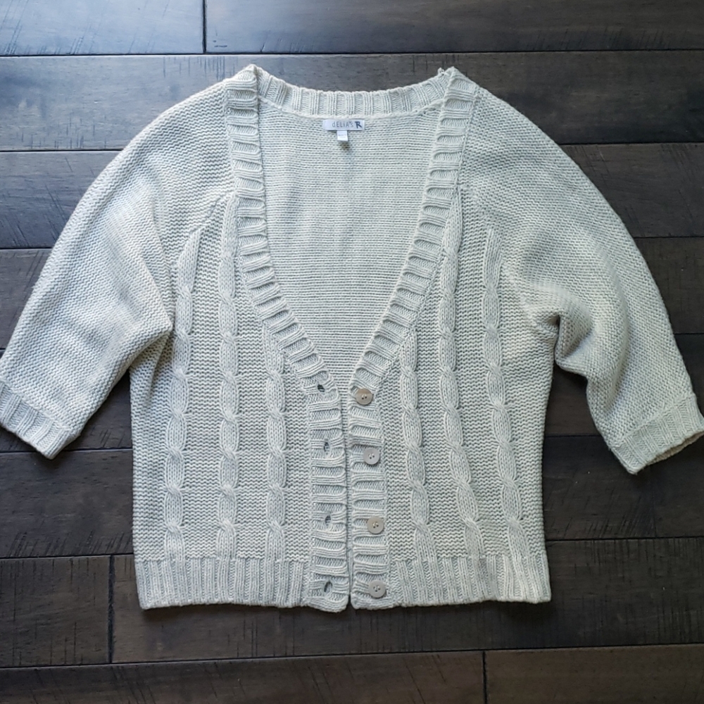 Delia's Knit Cardigan Sweater, Grey Size L